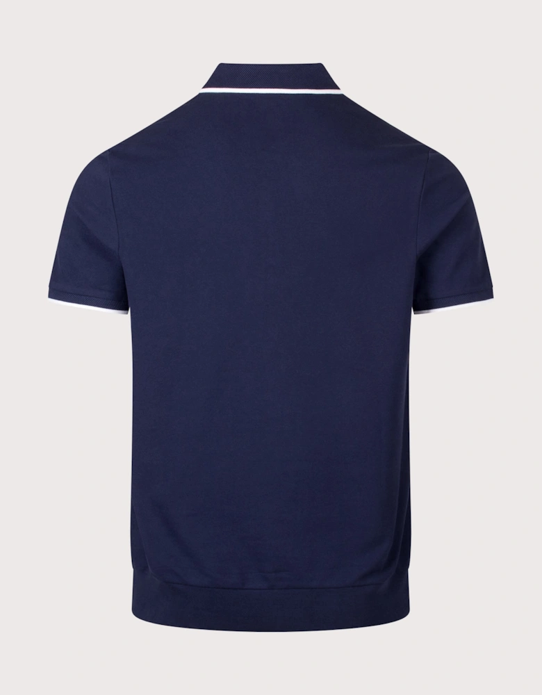 Classic Fit Stretch Mesh Zip Polo Shirt