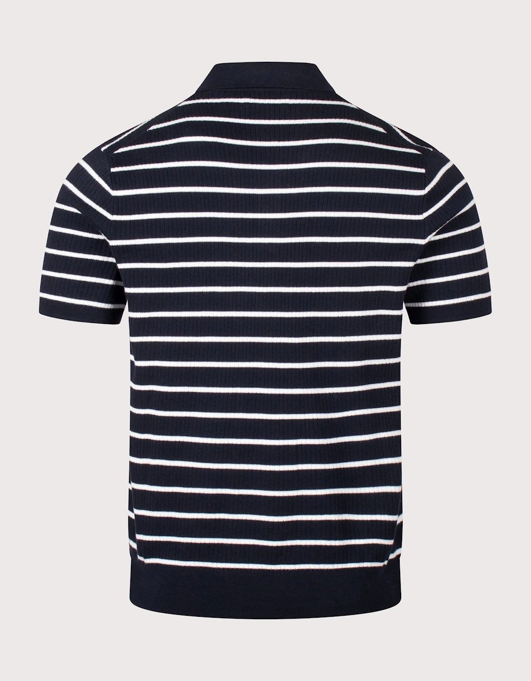 Striped Rib-knit Cotton Polo Shirt