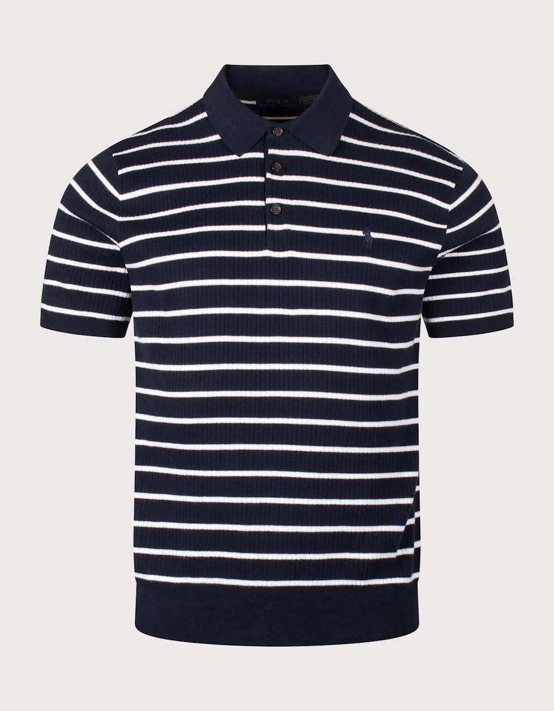 Striped Rib-knit Cotton Polo Shirt