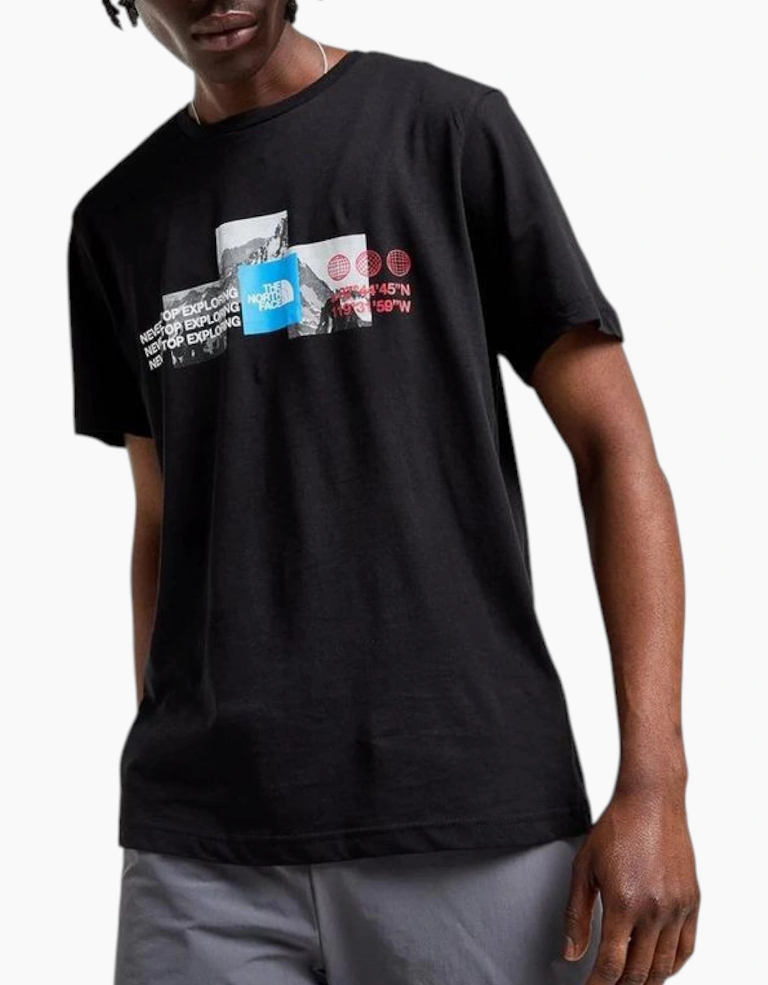 The North Face Mens T Shirt Mountain Front Short Sleeve Graphic Print Cotton Tee