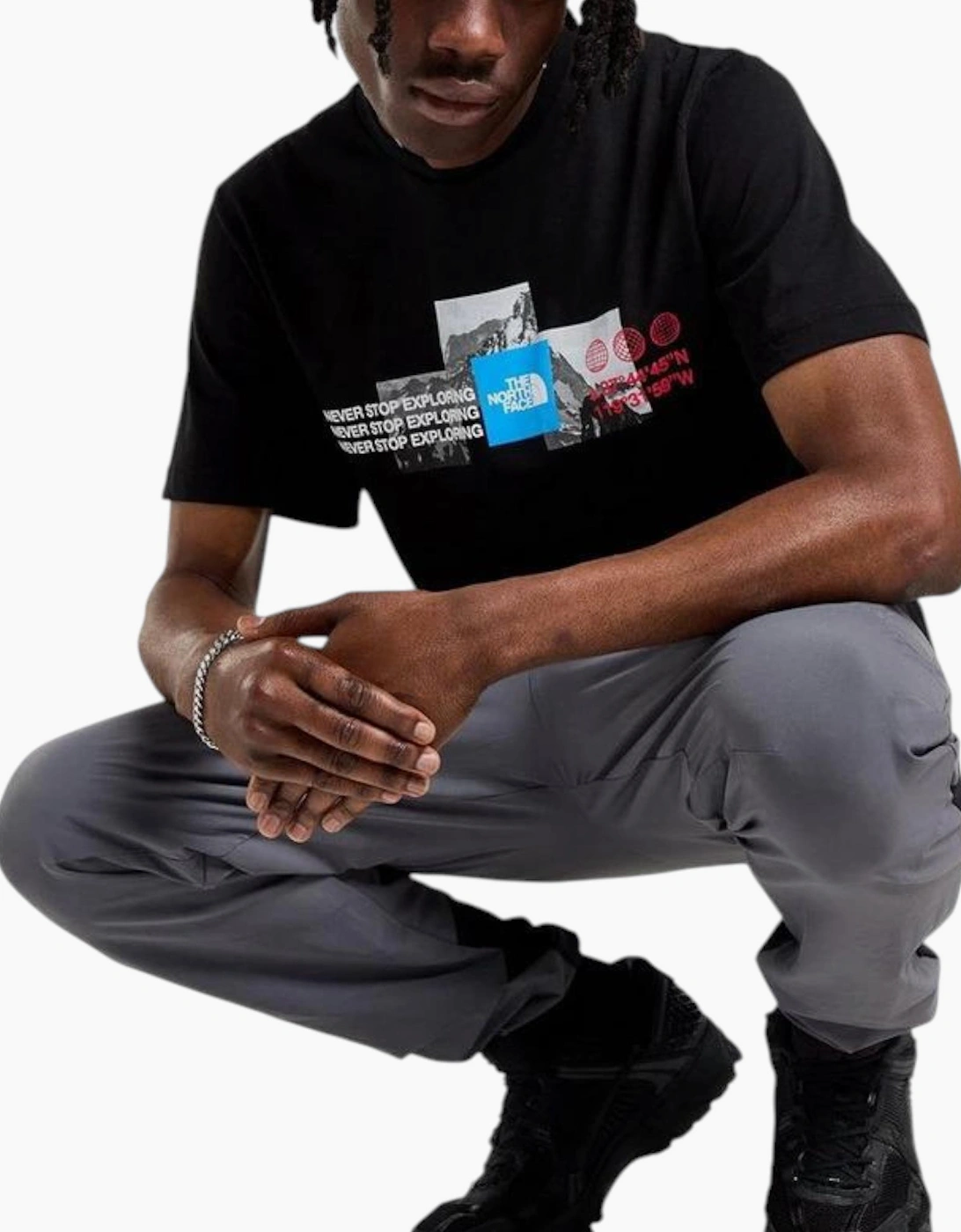 The North Face Mens T Shirt Mountain Front Short Sleeve Graphic Print Cotton Tee