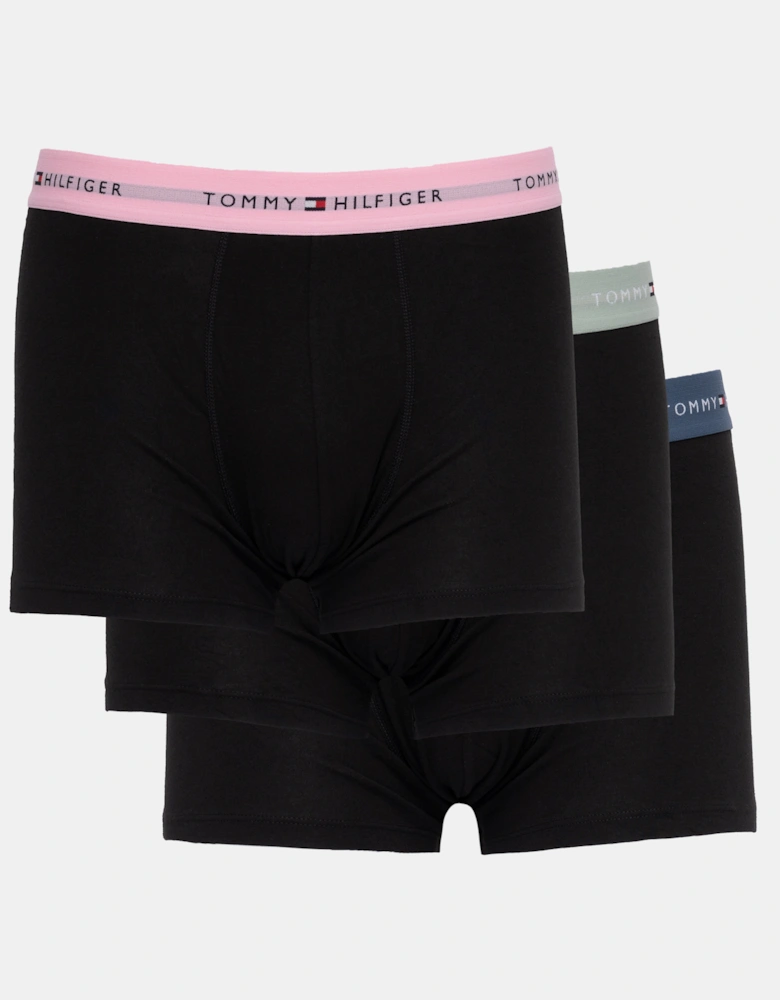 Tommy Hilfiger 3-Pack Logo Waistband Mens Trunks - Mint/Pink/Blue