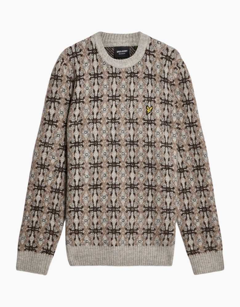 Lyle & Scott Grey Brushed Intarsia Crew Neck Jumper