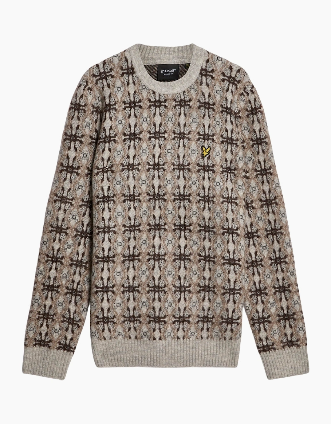 Lyle & Scott Grey Brushed Intarsia Crew Neck Jumper