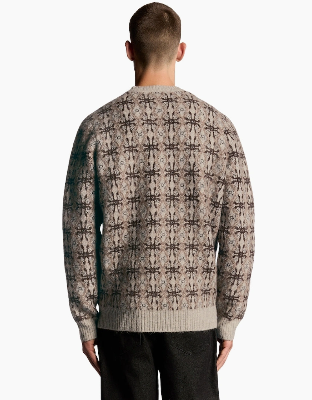 Lyle & Scott Grey Brushed Intarsia Crew Neck Jumper
