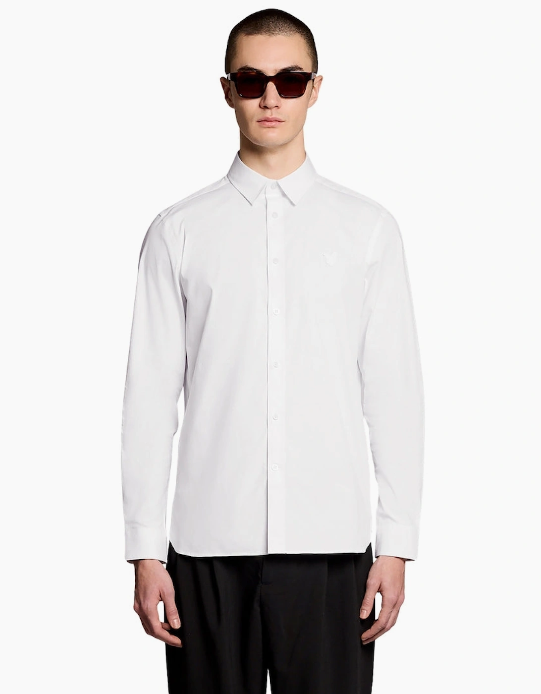 Lyle & Scott White Tonal Easy Care Poplin Shirt