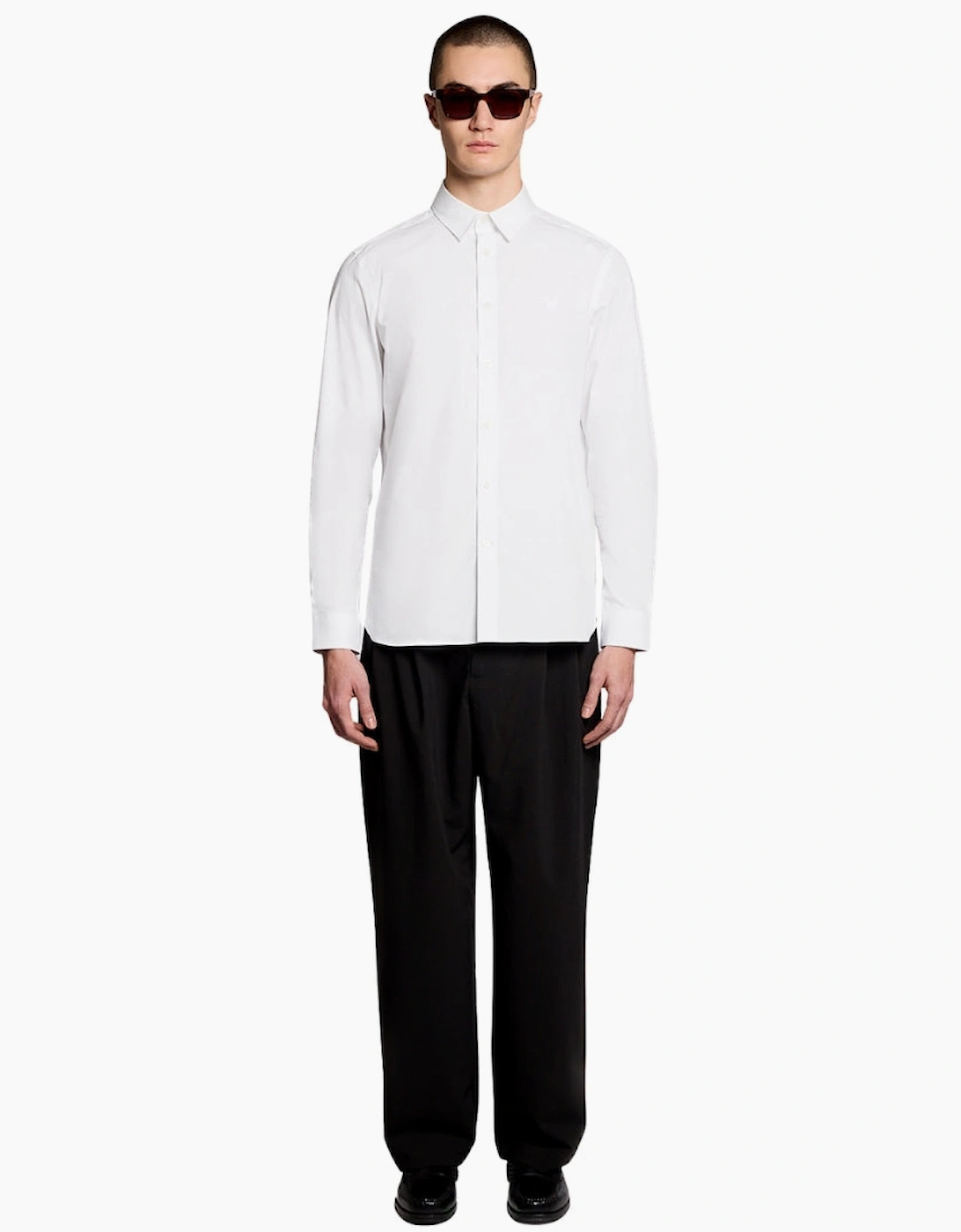 Lyle & Scott White Tonal Easy Care Poplin Shirt