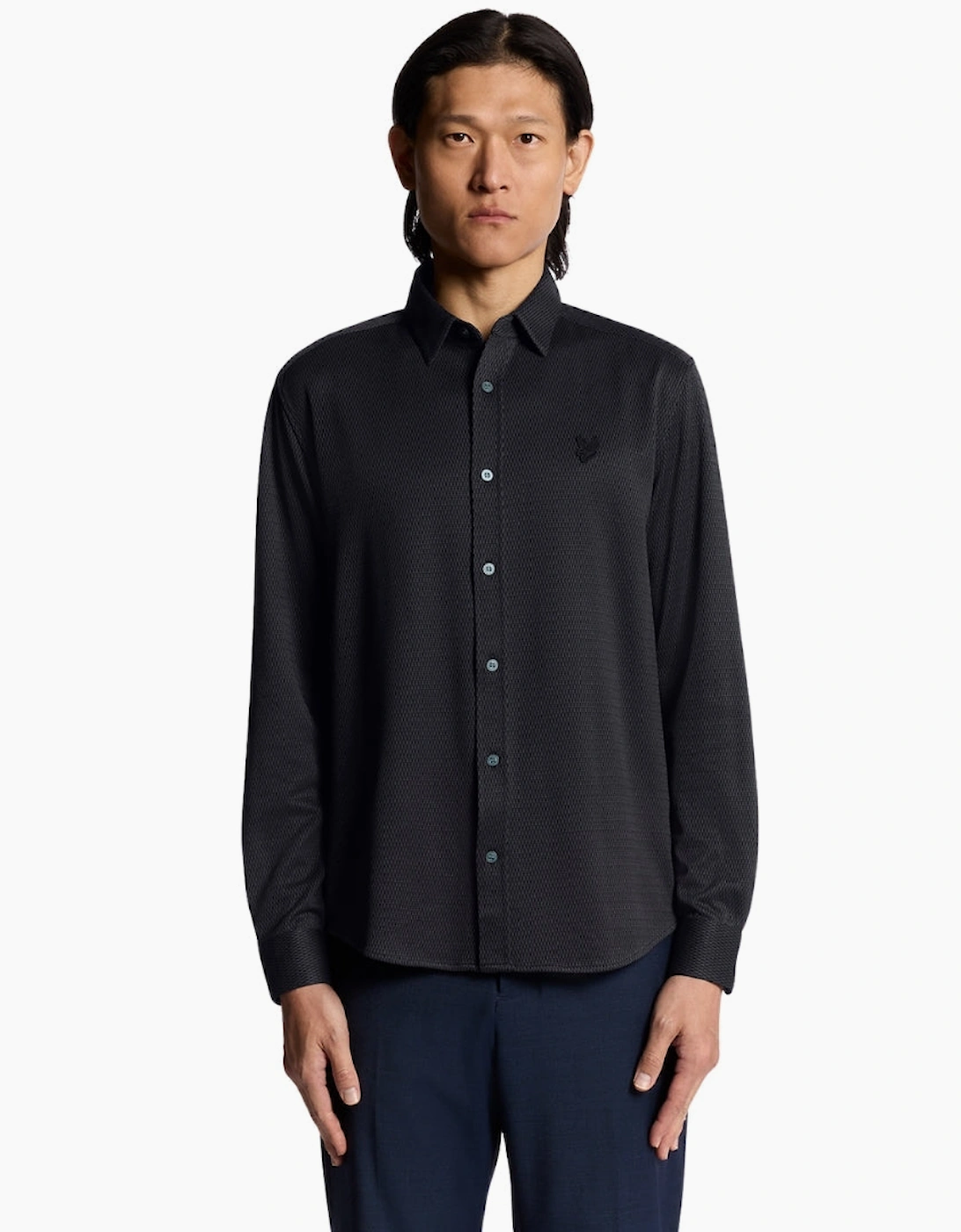 Lyle & Scott Navy Blue Jacquard Interlock Shirt