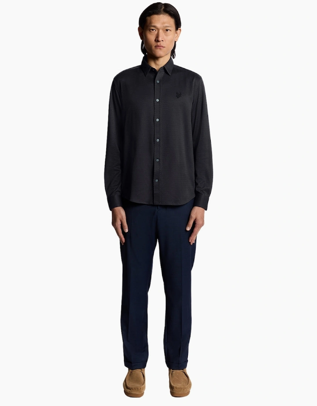 Lyle & Scott Navy Blue Jacquard Interlock Shirt