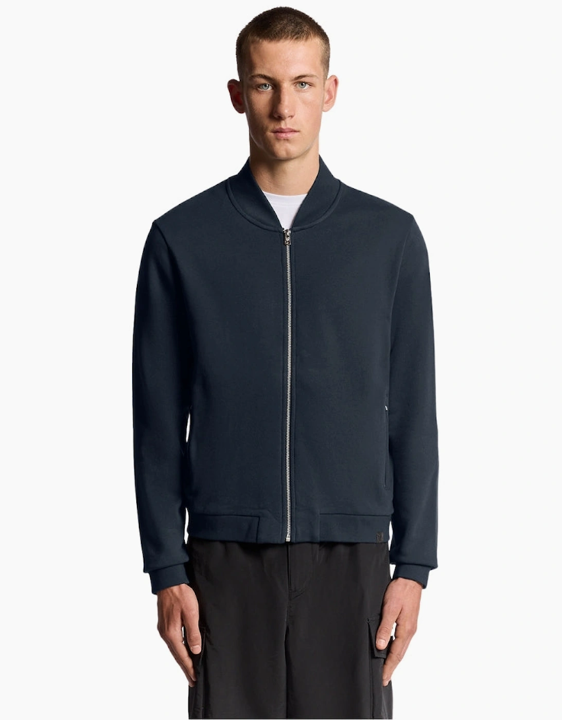 Lyle & Scott Navy Blue Half Raglan Jersey Bomber