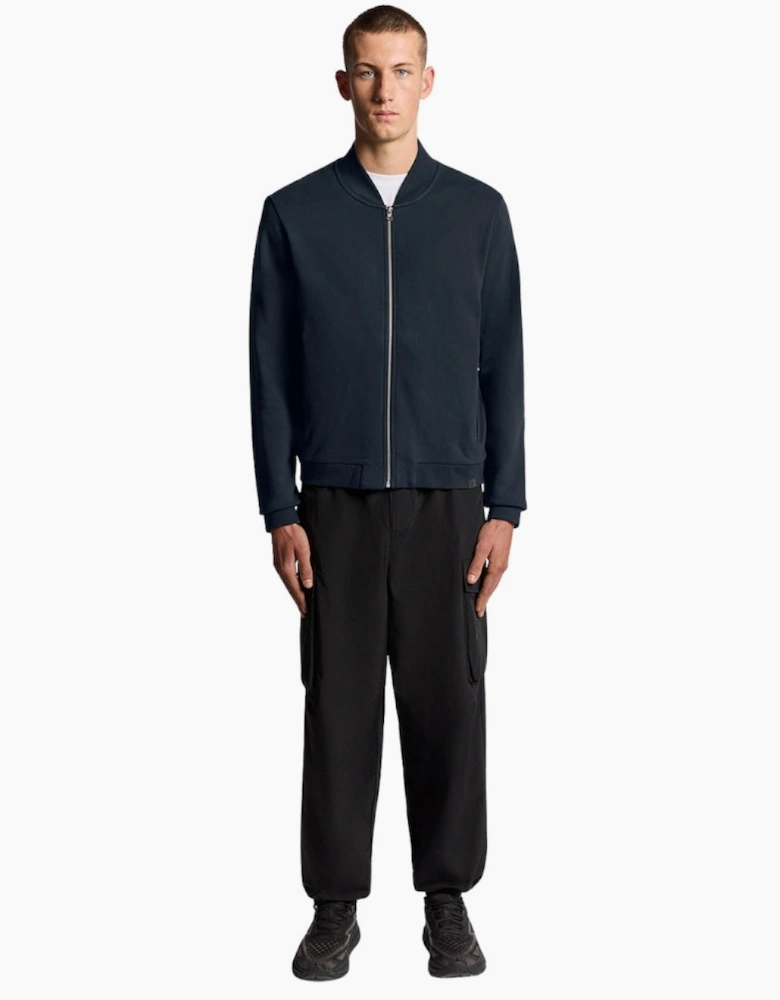Lyle & Scott Navy Blue Half Raglan Jersey Bomber
