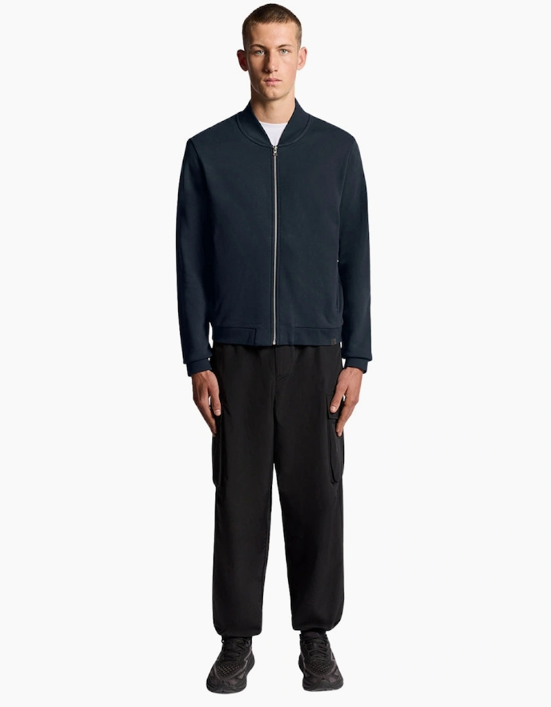 Lyle & Scott Navy Blue Half Raglan Jersey Bomber