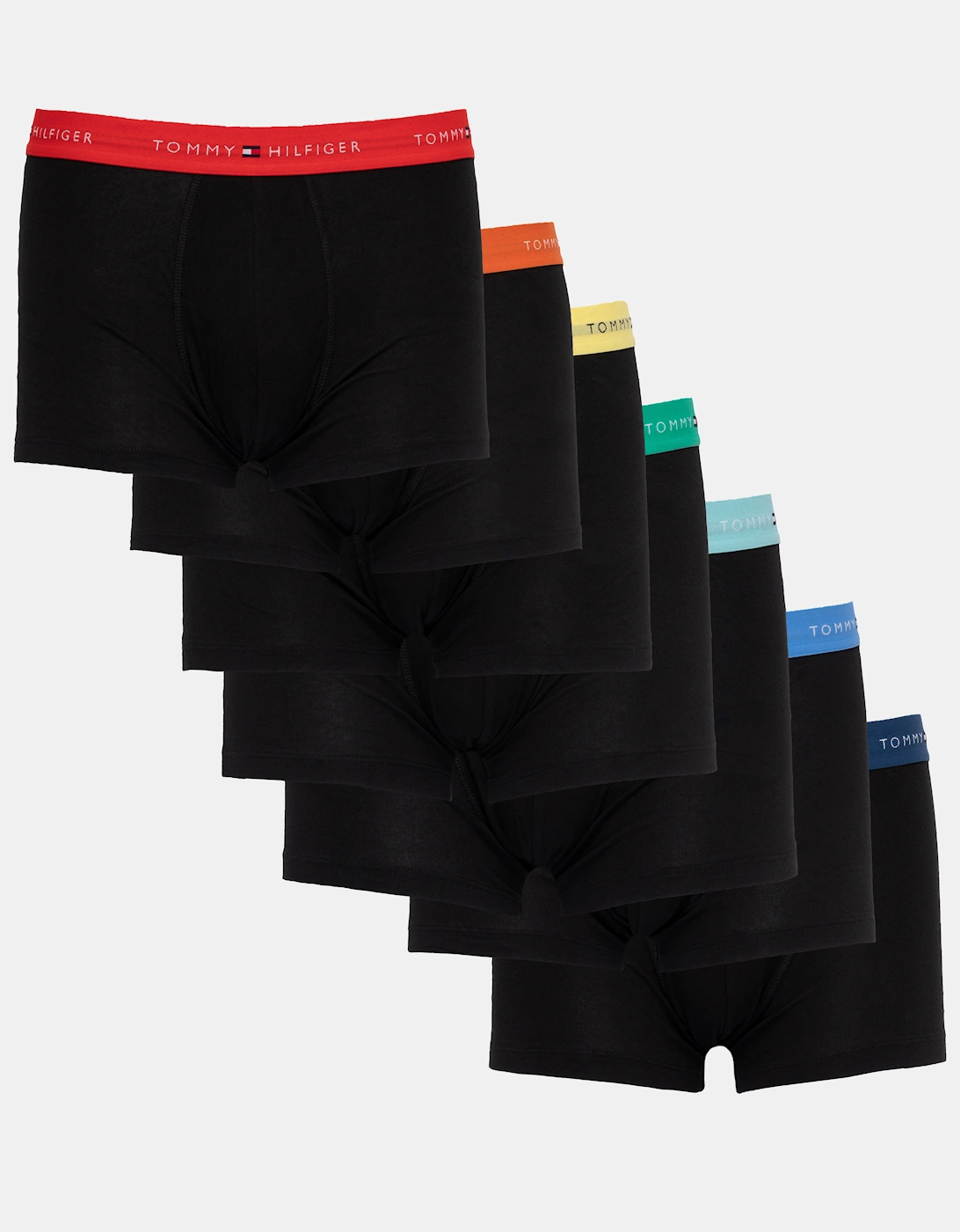 Tommy Hilfiger 7-Pack Logo Waistband Mens Trunks - Rainbow Mix