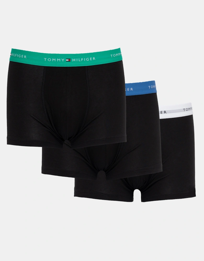 Tommy Hilfiger 3-Pack Logo Waistband Mens Trunks - Green/White/Blue