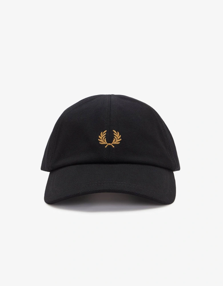 Fred Perry Mens Pique Classic Cap - Black/Dark Caramel U12