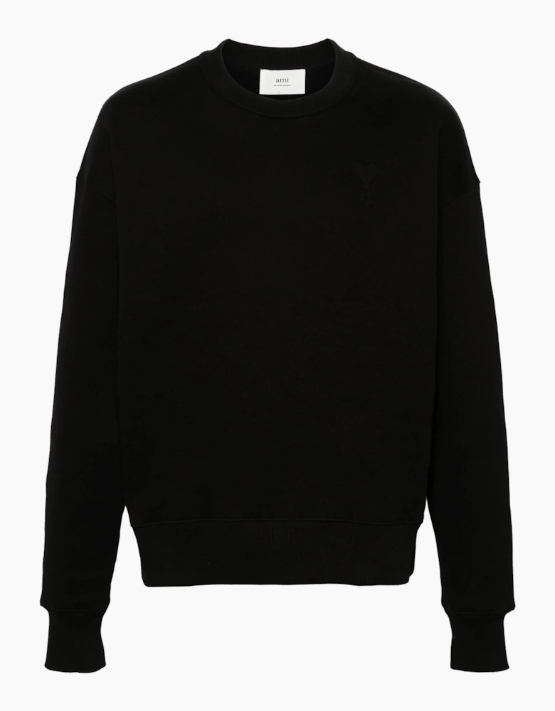 AMI Paris Ami De Coeur Embossed Logo Sweatshirt in Black
