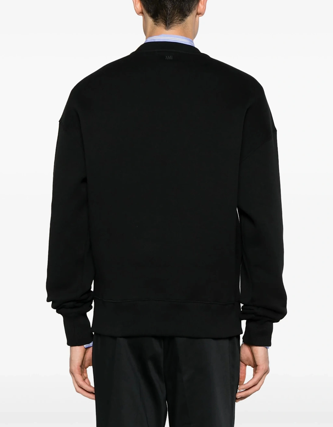 AMI Paris Ami De Coeur Embossed Logo Sweatshirt in Black