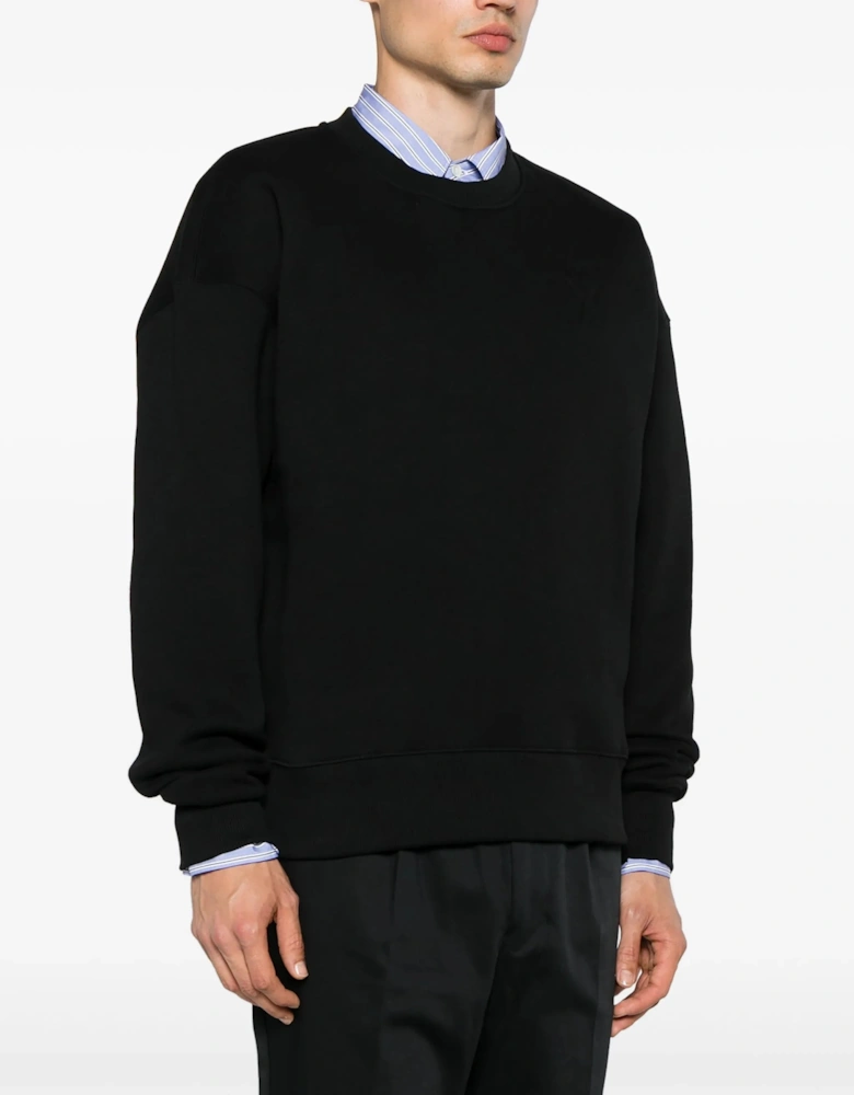 AMI Paris Ami De Coeur Embossed Logo Sweatshirt in Black