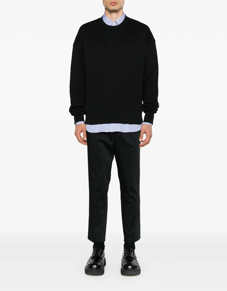 AMI Paris Ami De Coeur Embossed Logo Sweatshirt in Black