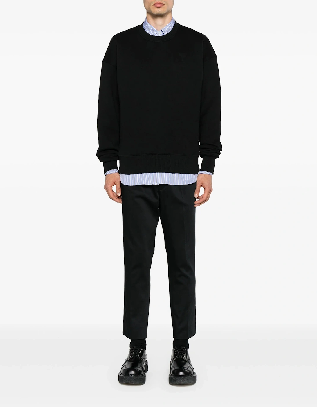 AMI Paris Ami De Coeur Embossed Logo Sweatshirt in Black
