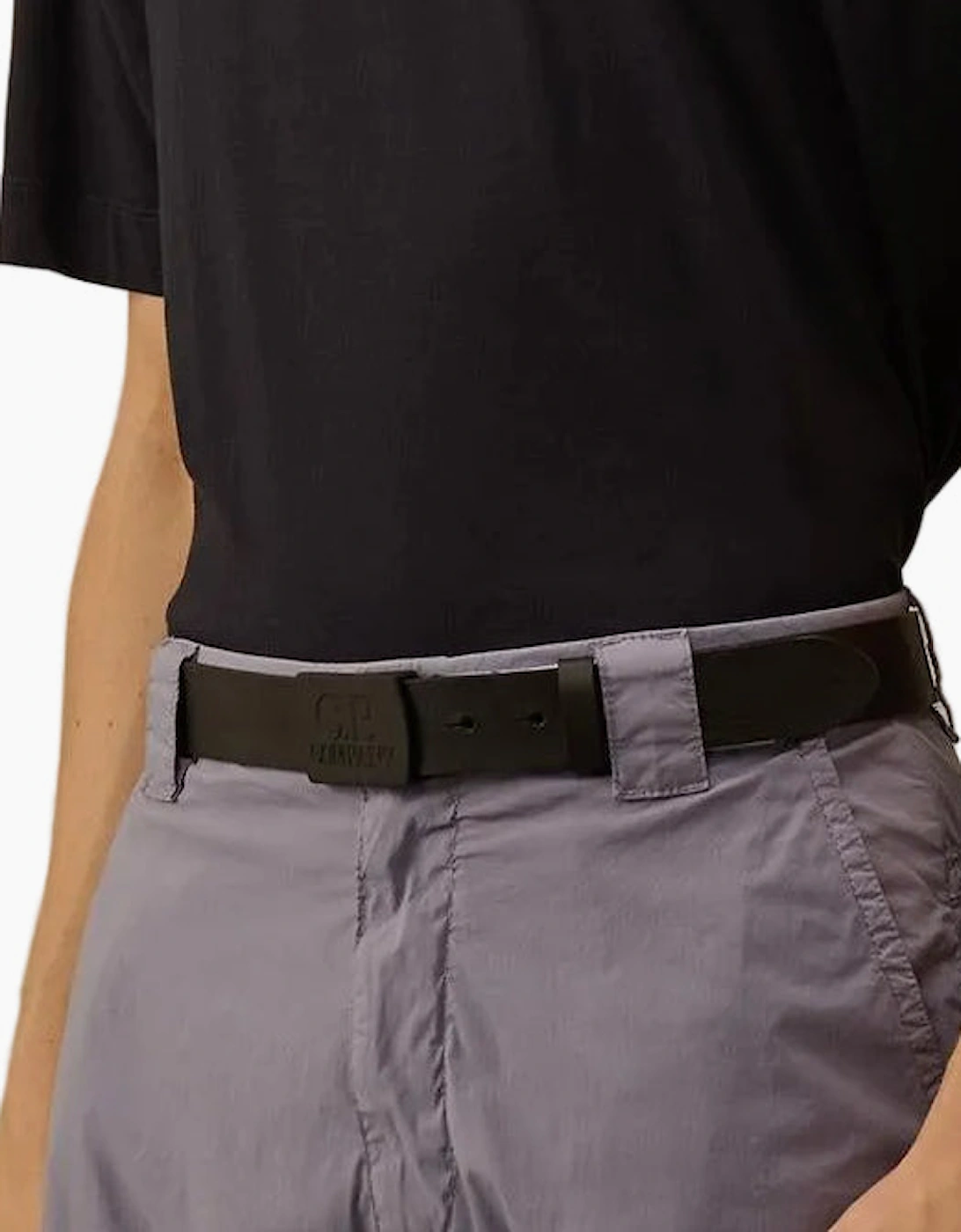 Leather Logo Buckle Belt