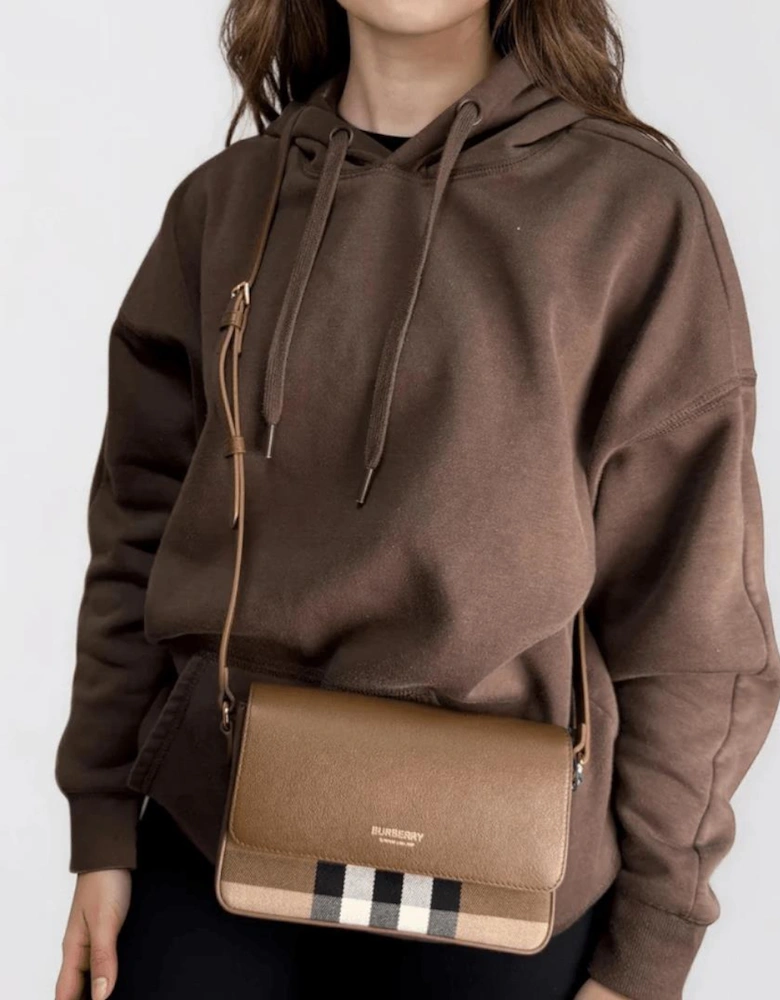 Burberry 'New Hampshire' Leather Shoulder Bag Earth Brown