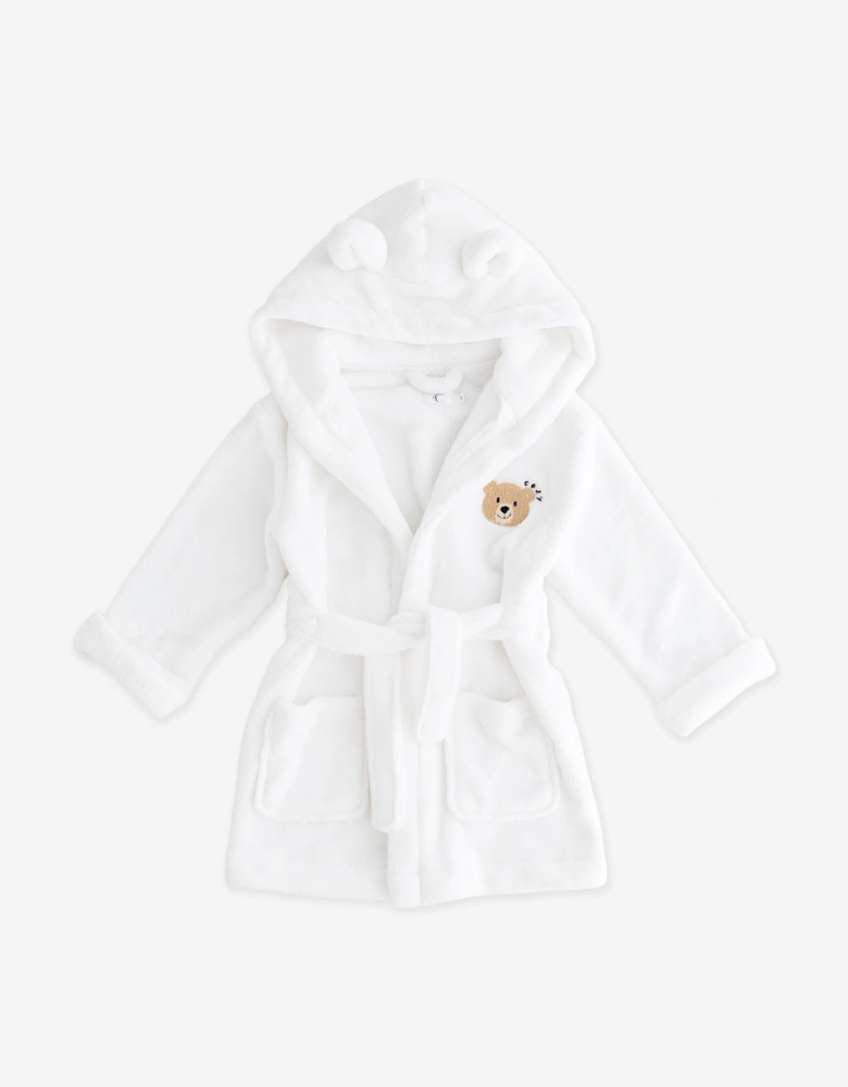 Cozy Crew Club Kids COZY Bear Hooded Dressing Gown in White