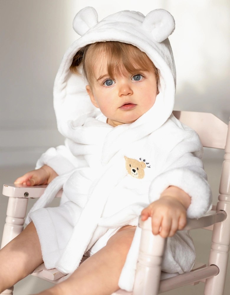 Cozy Crew Club Kids COZY Bear Hooded Dressing Gown in White