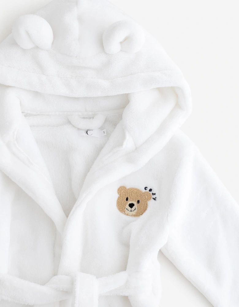 Cozy Crew Club Kids COZY Bear Hooded Dressing Gown in White
