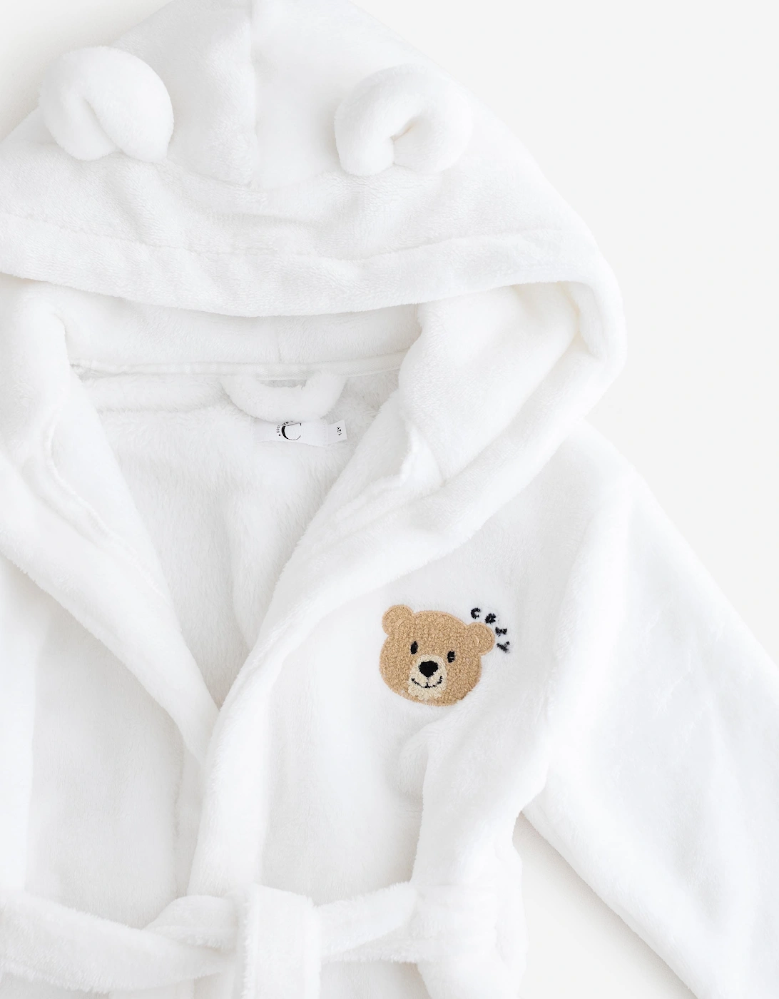Cozy Crew Club Kids COZY Bear Hooded Dressing Gown in White
