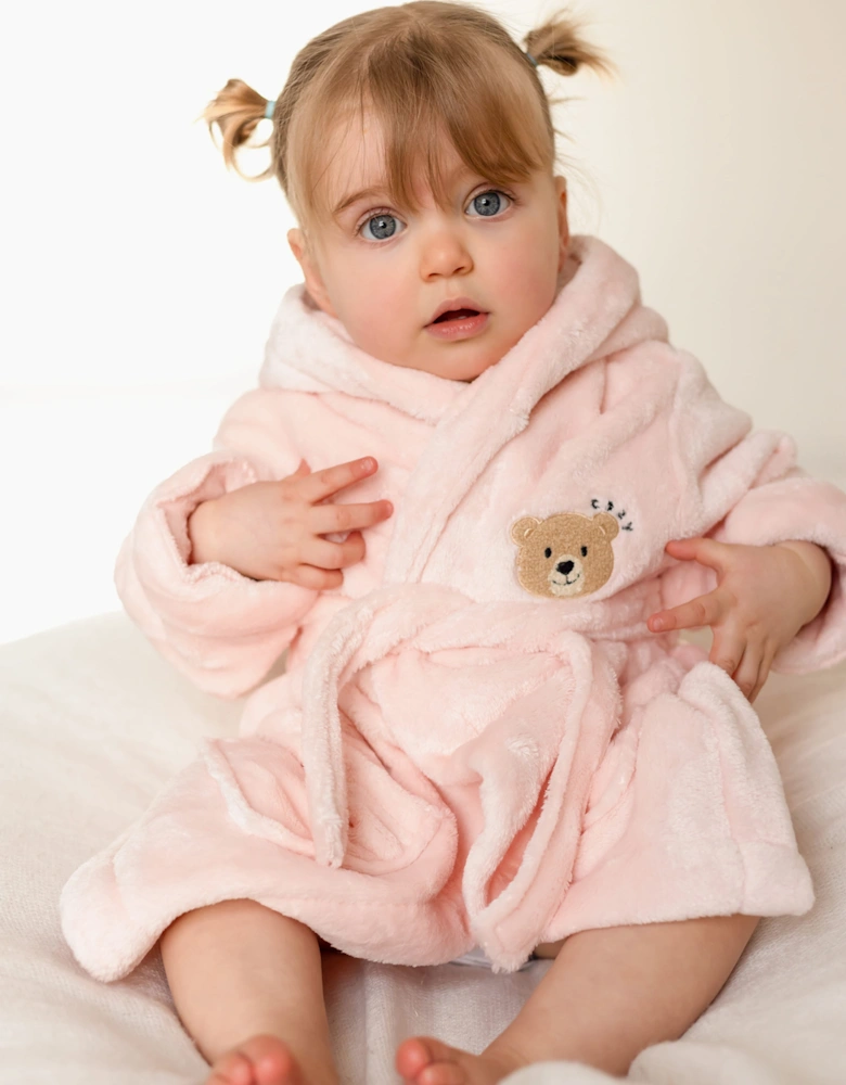 Cozy Crew Club Girls COZY Bear Hooded Dressing Gown in Pink