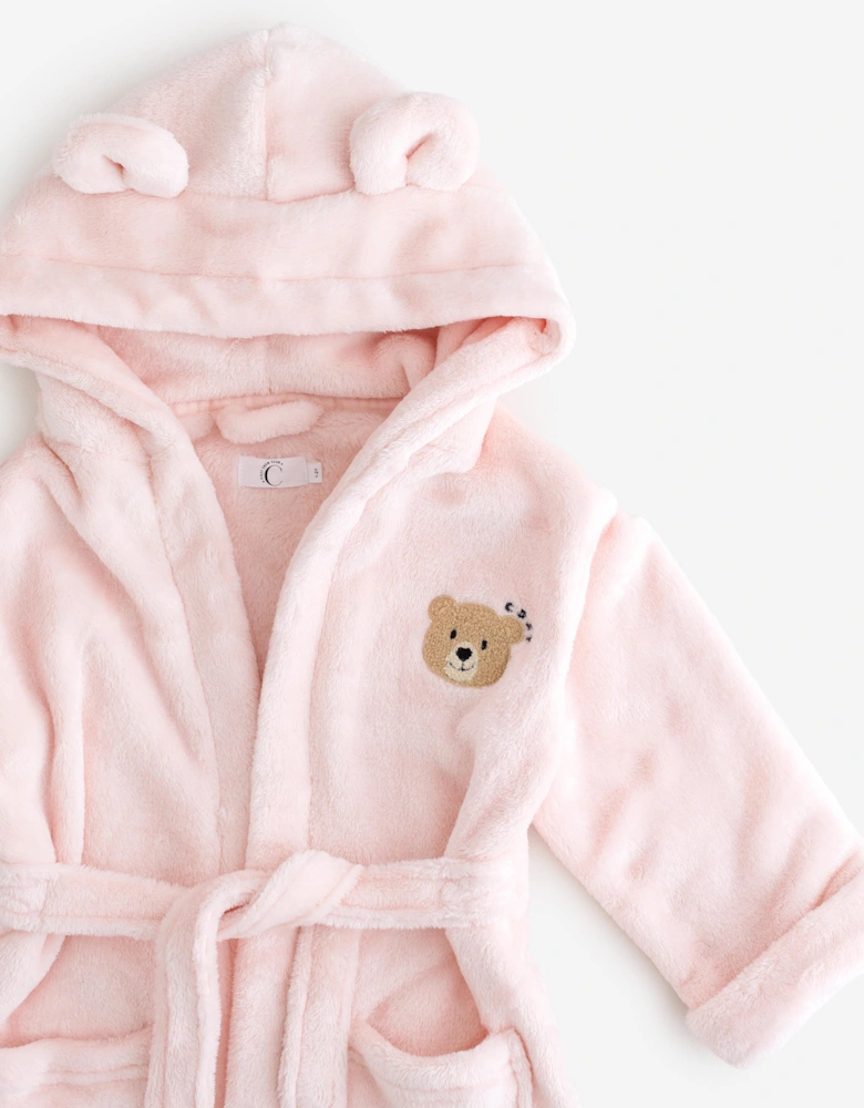 Cozy Crew Club Girls COZY Bear Hooded Dressing Gown in Pink