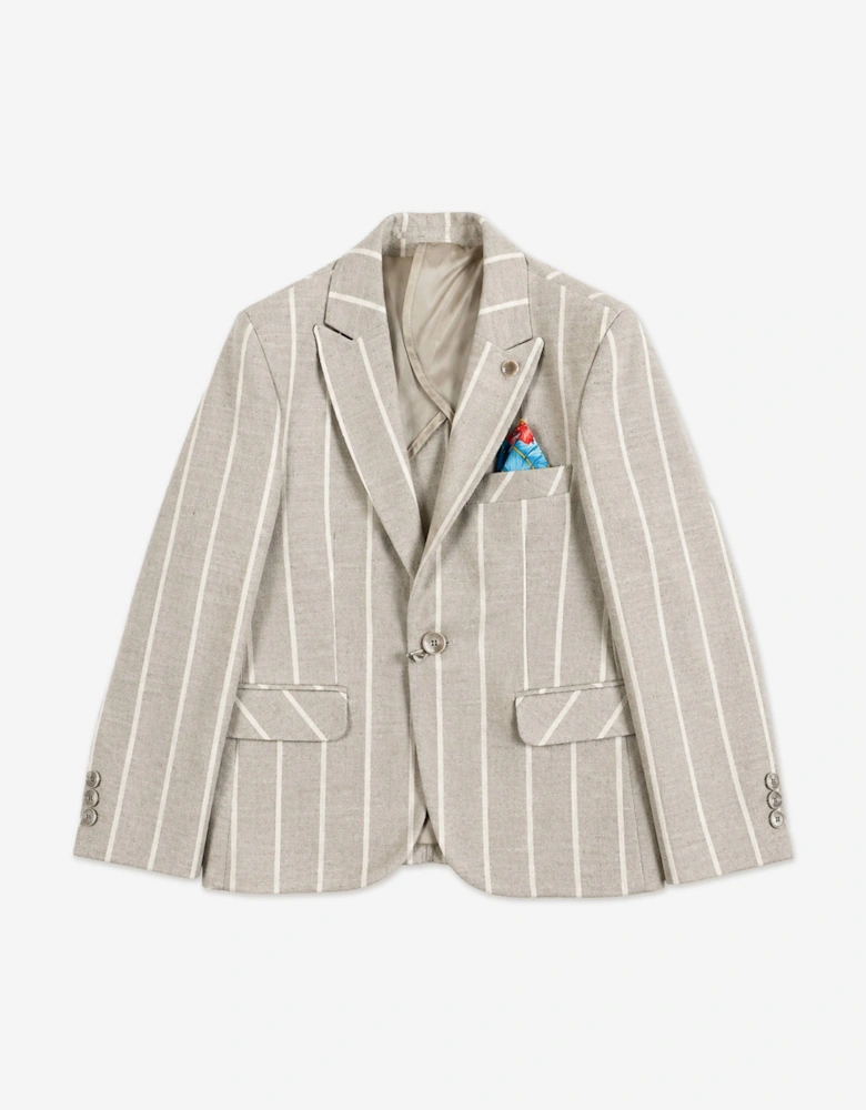 Bel-Air Boys Striped Suit Set in Beige