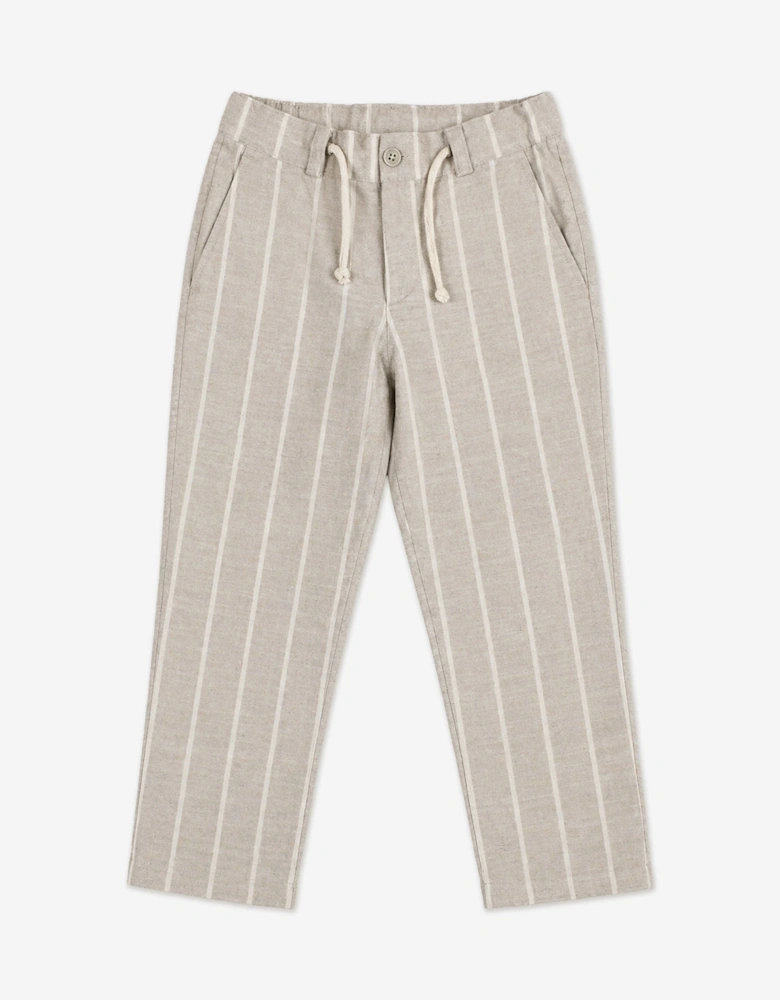 Bel-Air Boys Striped Suit Set in Beige