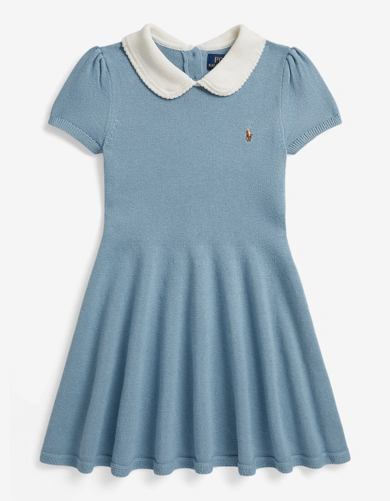 Ralph Lauren Girls Cotton Sweater Dress in Blue