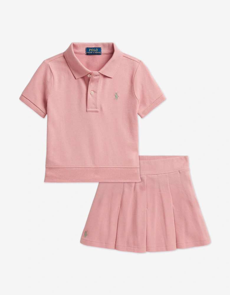 Ralph Lauren Girls 2 Piece Skirt Set in Pink