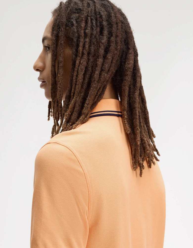 Fred Perry Mens Twin Tipped Signature Polo Shirt - Peach/French Navy/French Navy 82B