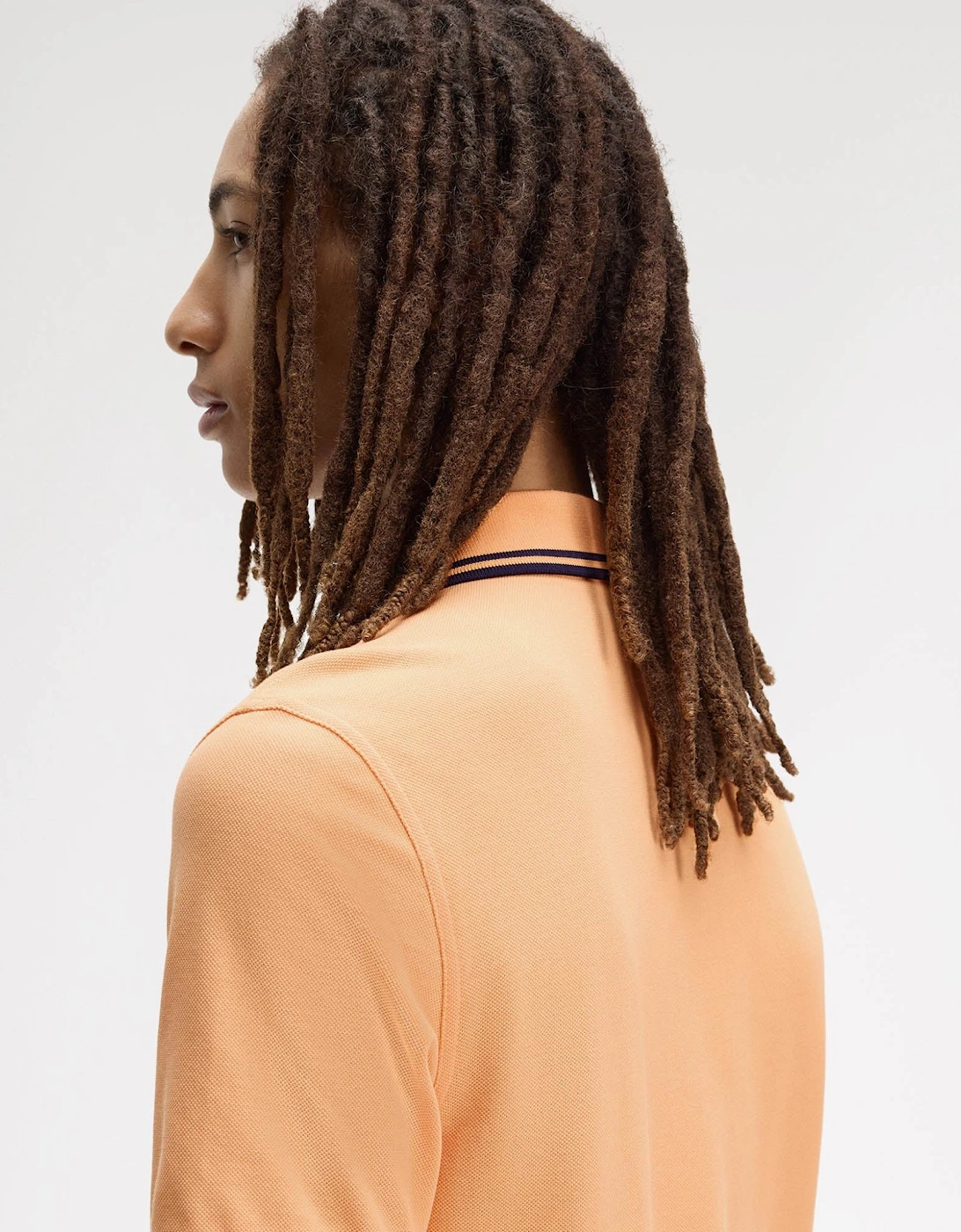 Fred Perry Mens Twin Tipped Signature Polo Shirt - Peach/French Navy/French Navy 82B