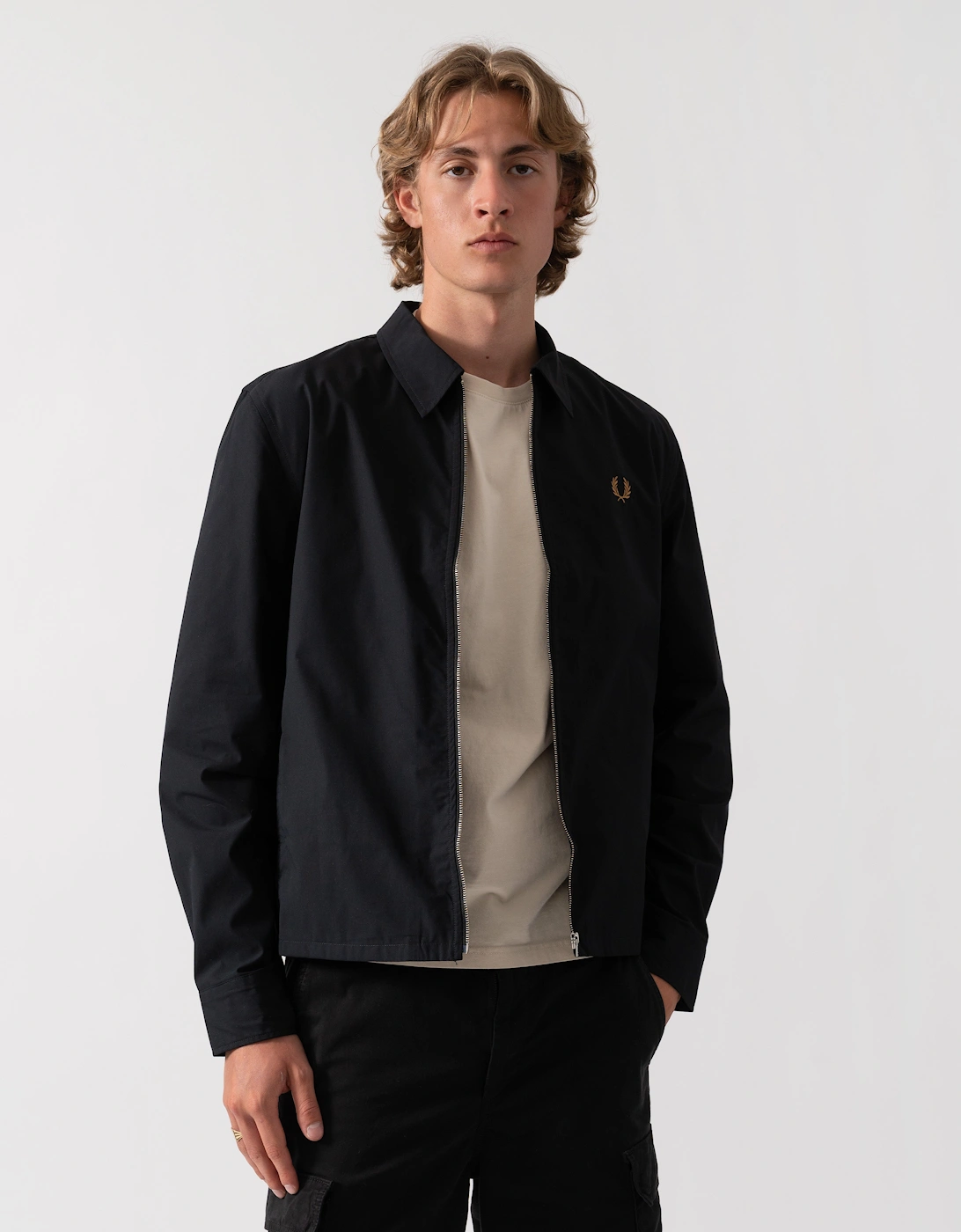 Fred Perry Men's Black Poplin Overshirt - 102 - Size Xl