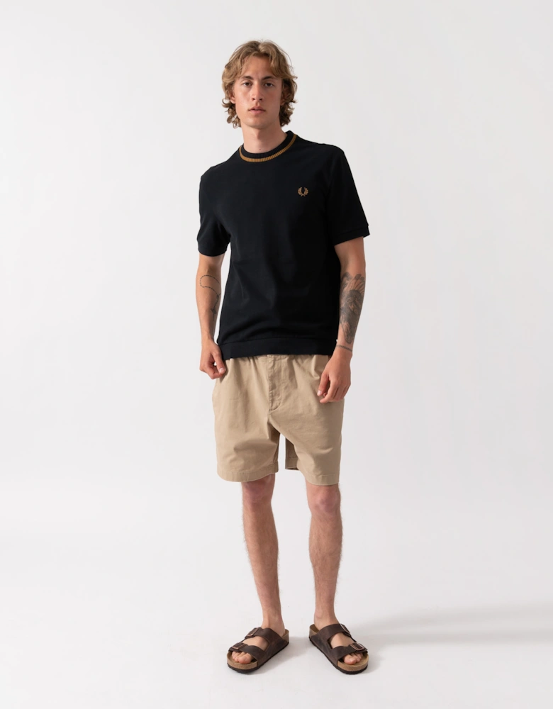 Fred Perry Mens Crew Neck Pique T-Shirt - Black R88