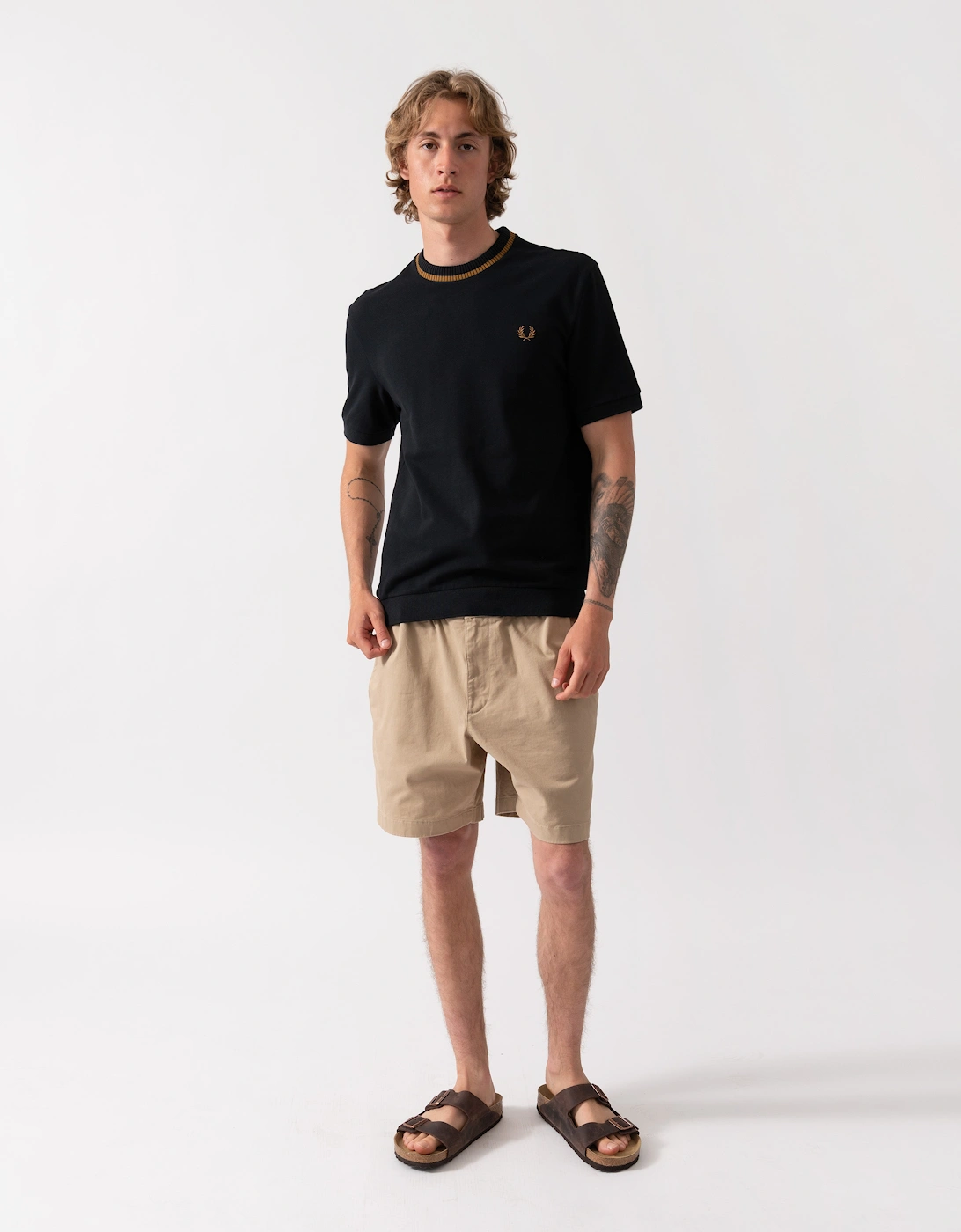 Fred Perry Mens Crew Neck Pique T-Shirt - Black R88