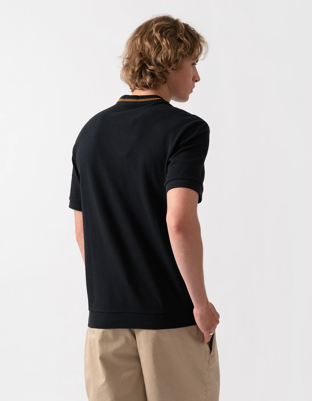 Fred Perry Mens Crew Neck Pique T-Shirt - Black R88