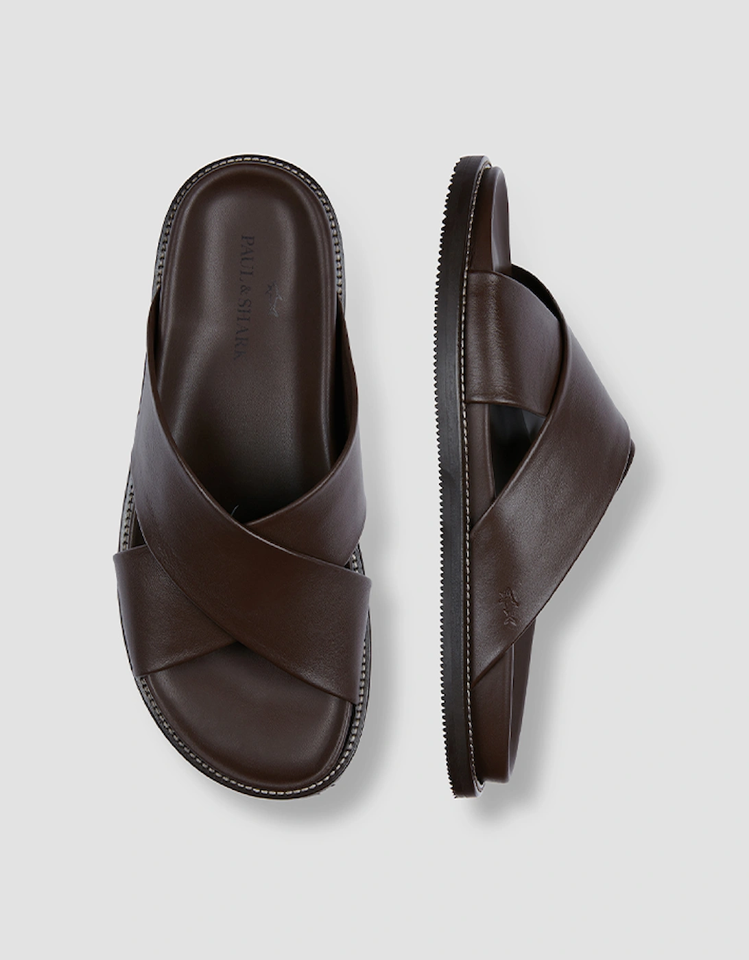 Men's Paul & Shark Leather Sandals - Brown - Size: 10