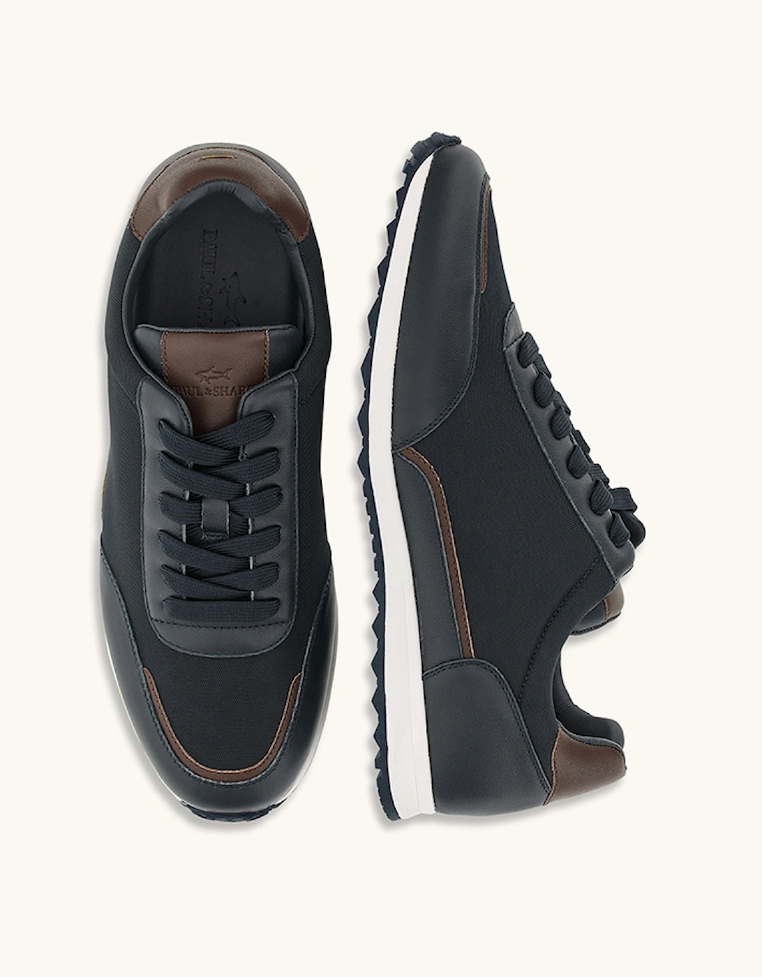Paul & Shark Men's Navy Sneakers  Leather And Nylon - Size 11