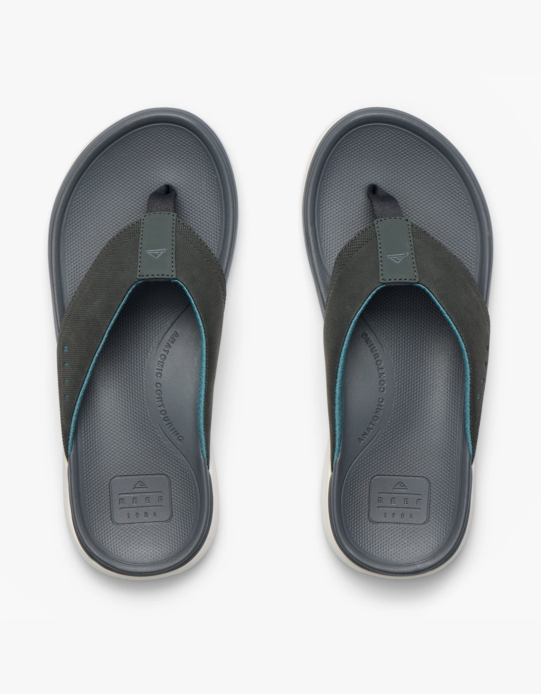 Reef CUSHION NORTE Mens Toe-Post Sandals Grey/Blue/Offwhite