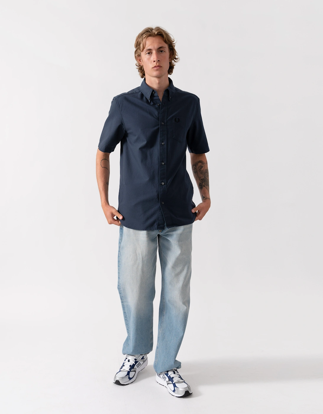 Fred Perry Mens Oxford Shirt - Dark Airforce 738