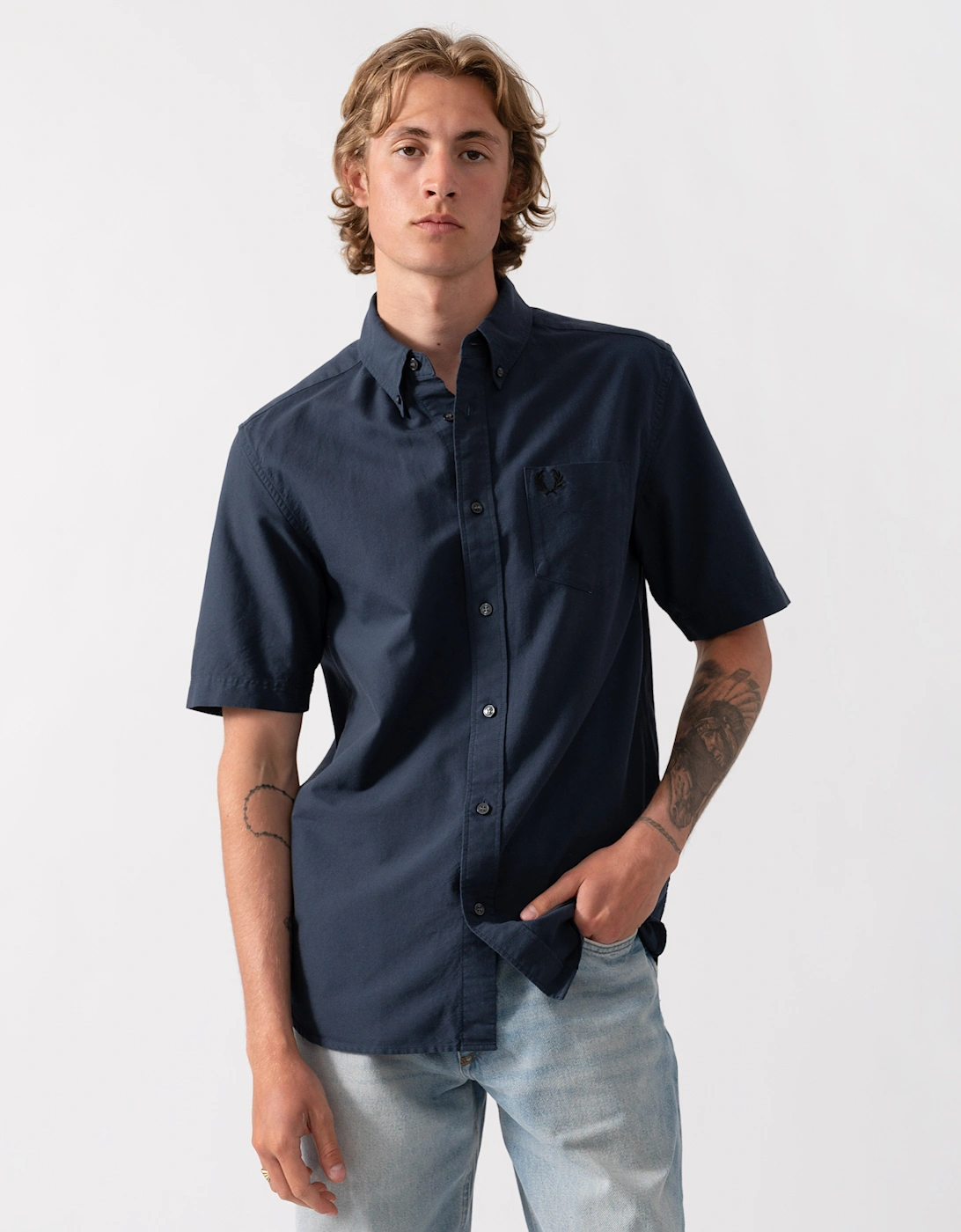 Fred Perry Mens Oxford Shirt - Dark Airforce 738, 5 of 4