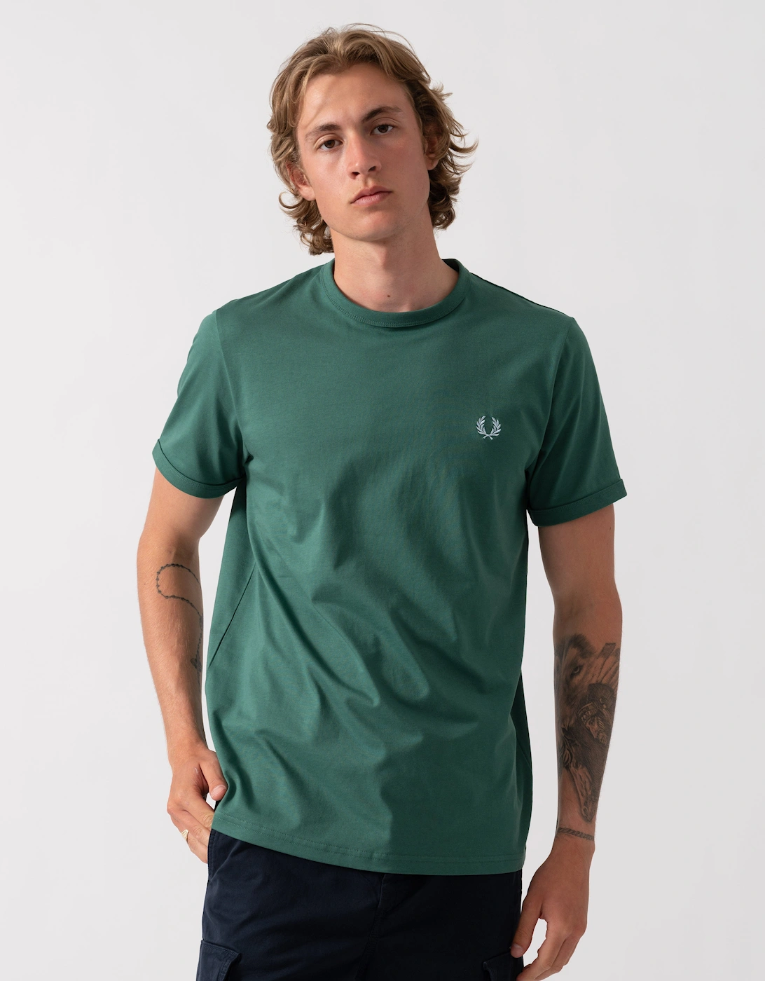 Fred Perry Mens Ringer T-Shirt - Sport Green Z18, 5 of 4
