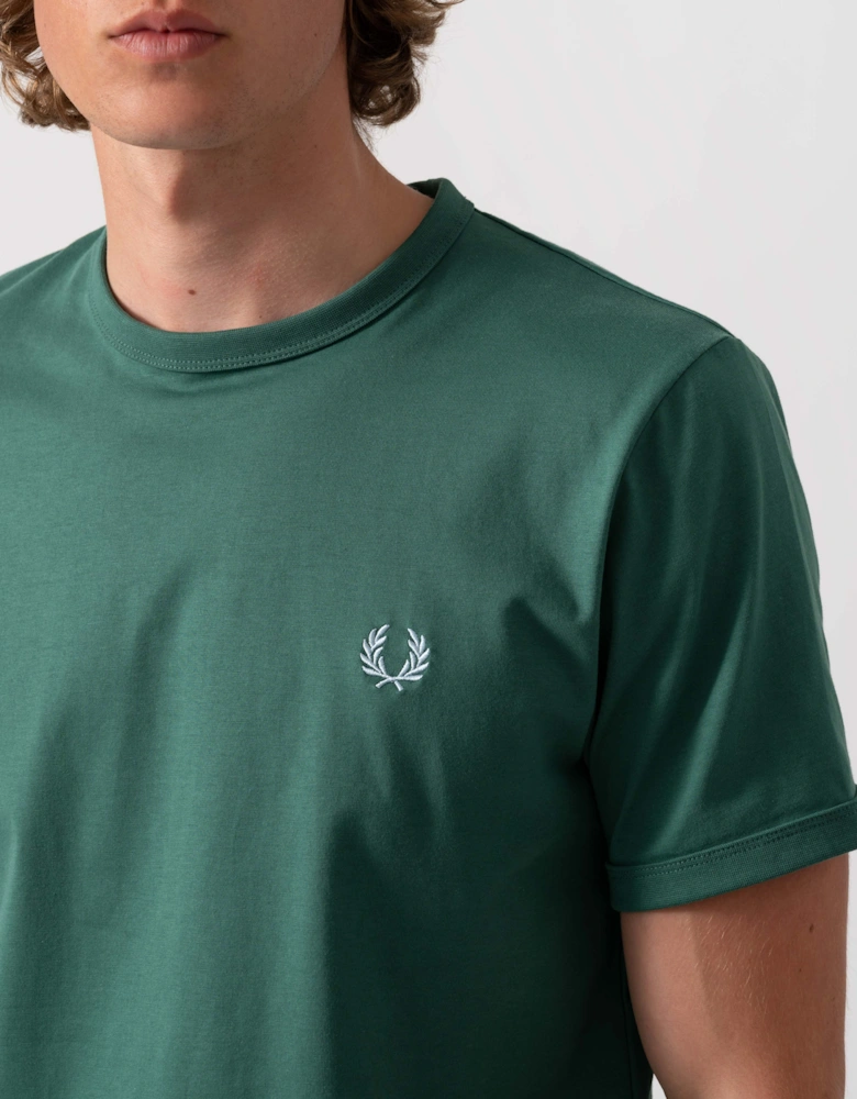 Fred Perry Mens Ringer T-Shirt - Sport Green Z18