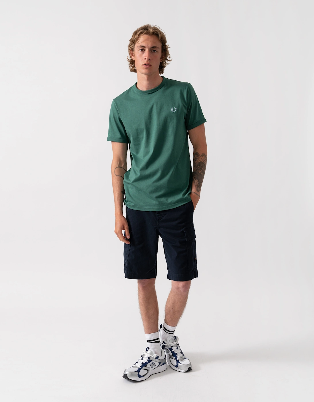 Fred Perry Mens Ringer T-Shirt - Sport Green Z18